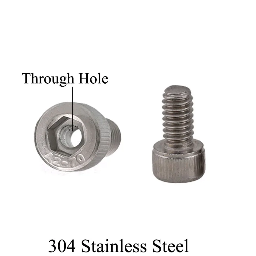 

M6 M6*10/12/16/20/25/30mm 3mm Through Hole 304 Stainless Steel Allen Head Bolt Hex Hexagon Socket Cap Cannulated Hollow Screw