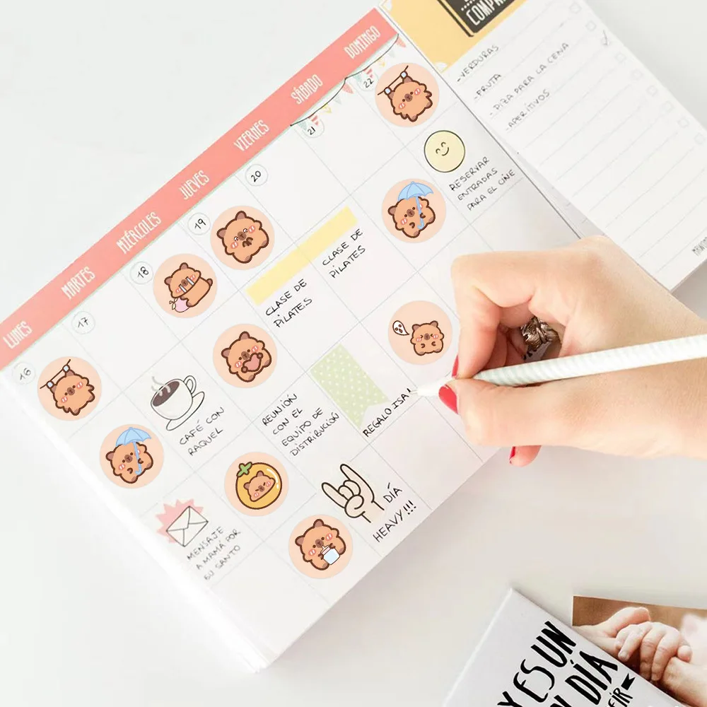 500 pz/rotolo animale carino capibara adesivo graffiti estetica decorativa bagagli laptop diario libro di cancelleria adesivi per bambini giocattolo