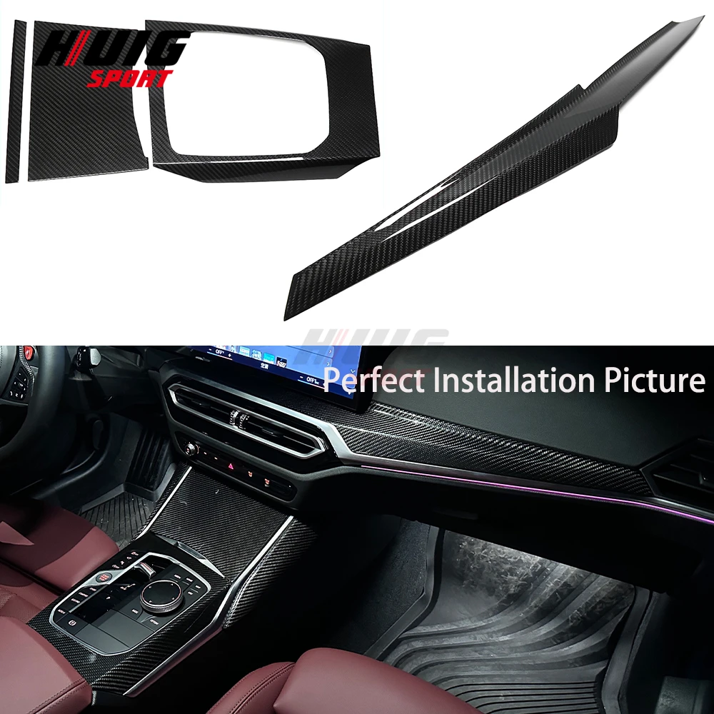 RHD&LHD Carbon Fiber Car Interior Control Dashboard Gear Shift Panel Trim For BMW 3 4 Series G20 G21 G22 Facelift 2022 2023