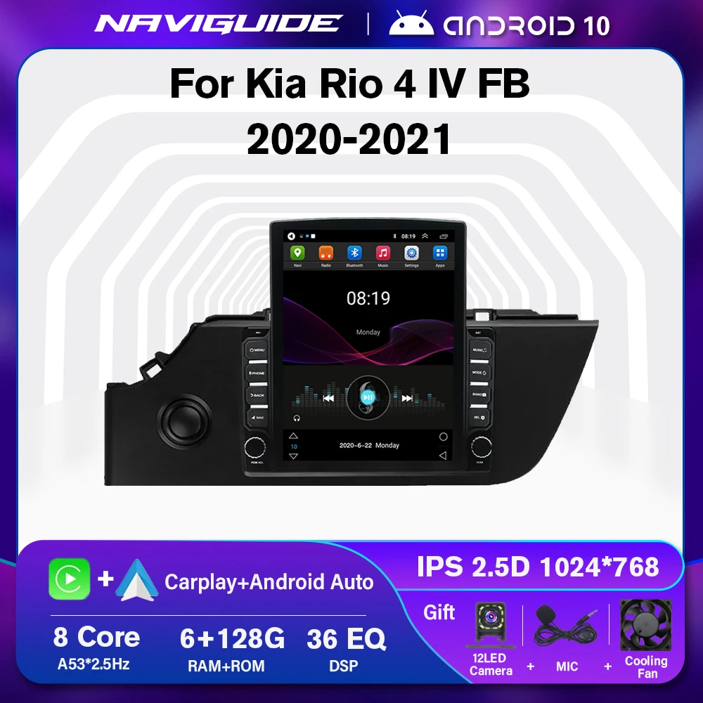 

NAVIGUIDE C1 plus 6+128G Car Radio For KIA RIO 4 FB 2020 2021 Android Tesla Screen Multimedia Player GPS Navigation NO 2 Din DVD