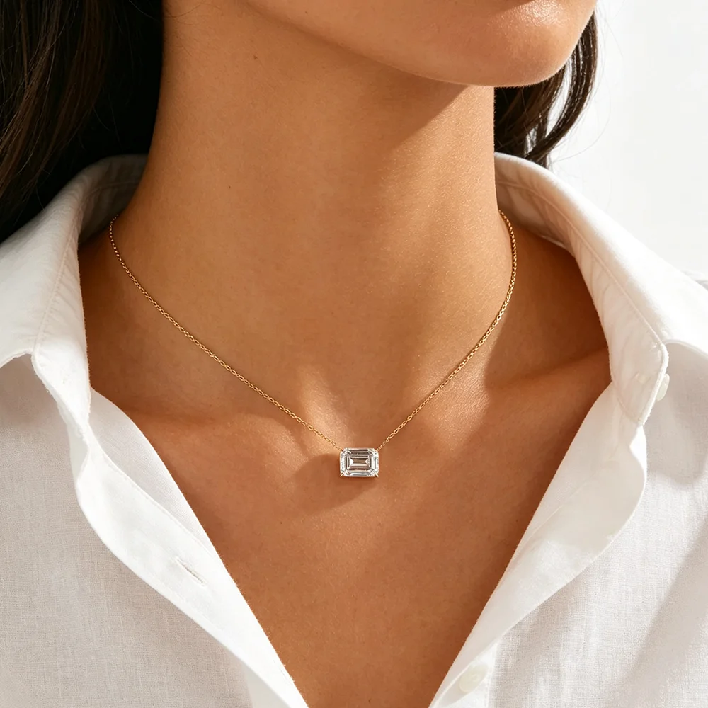 COSYA Kalung Moissanite Potong - Moissanite Pendant Necklace Solitaire ulasan dan harga