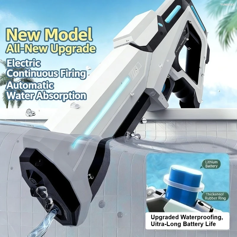 Electric Automatic Water Storage Type Water Gun Toy Portable Summer Beach Outdoor Fighting Water Gun Toy for Child’s Adult Games