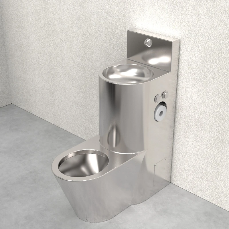 

Stainless steel one-piece toilet basin, floor-to-ceiling thickened corrosion-resistant prison 304 stainless steel toilet