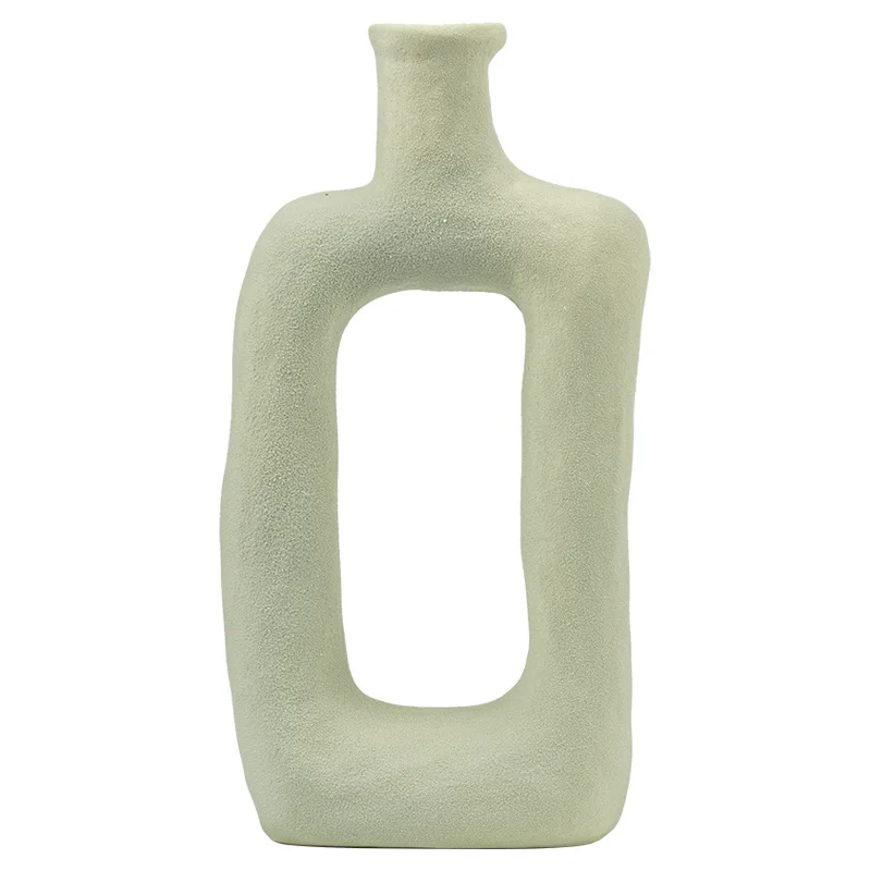 

Green ceramic vase, frosted special-shaped design, Nordic light luxury ornament