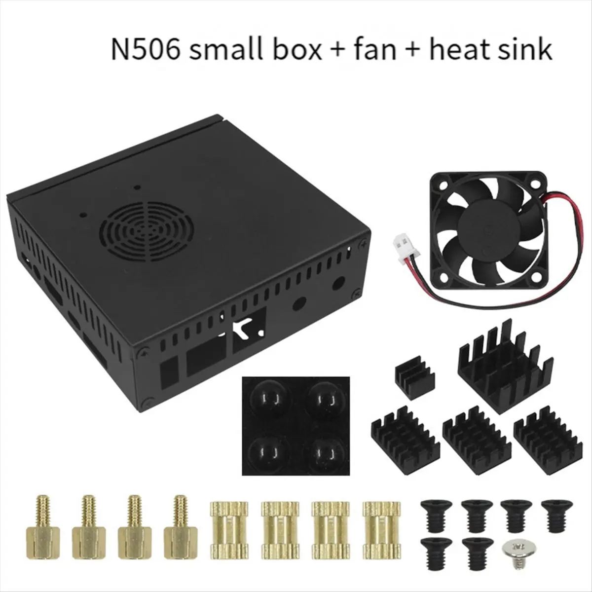 Punctual- N506 Enclosure Metal Case for Orange Pi 5/5B Support M2 NVMe SSD 2280 with 5pcs Aluminum Heatsinks and Cooling Fan Box