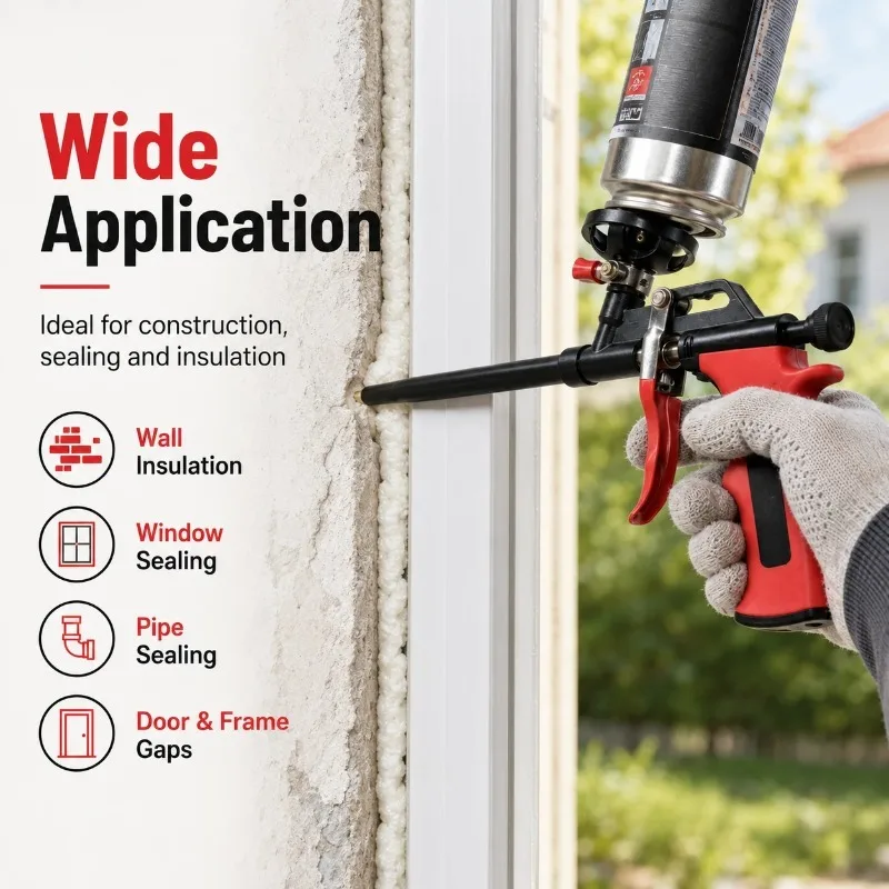 Foam Expanding Spray Sealant Dispensing PU Insulating Applicator Tool for Construction Home Renovation Insulation Caulking Tool