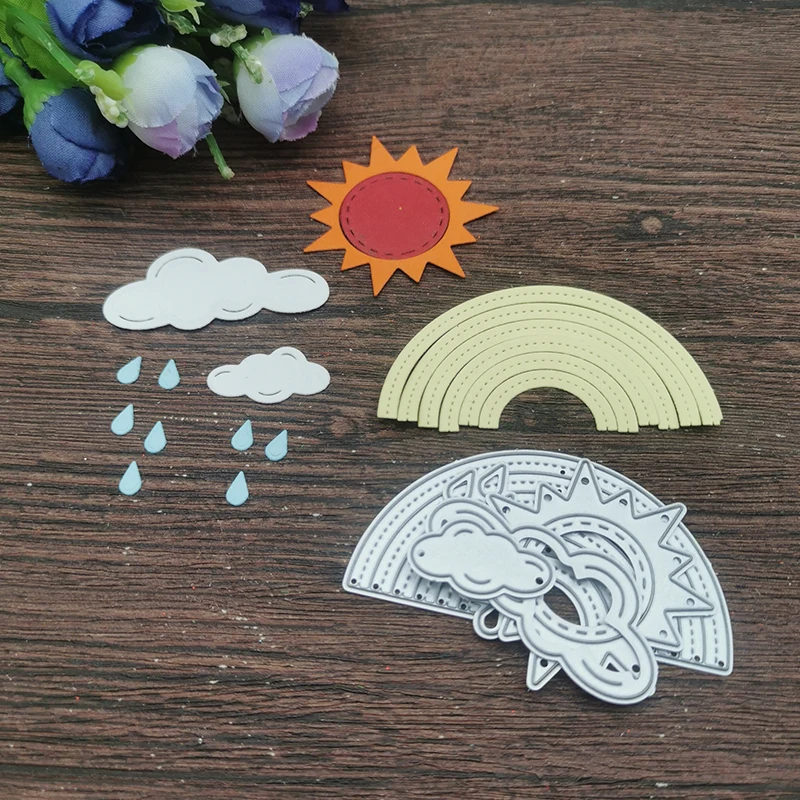 Rainbow Sun Metal cutting dies mold Round hole label tag Scrapbook paper craft knife mould blade punch stencils dies