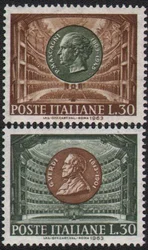 2Pcs/Set Italy Post Stamps 1963 Musician Verdi Mascani Marked Postage Stamps for Collecting