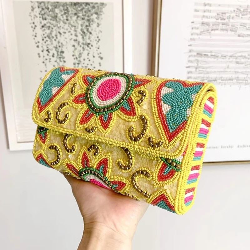 DOYUTIG marka damska żółta zroszony słonecznik Cluthes haft cekinowa torba Crossbody damska torba wieczorowa na wesele N033