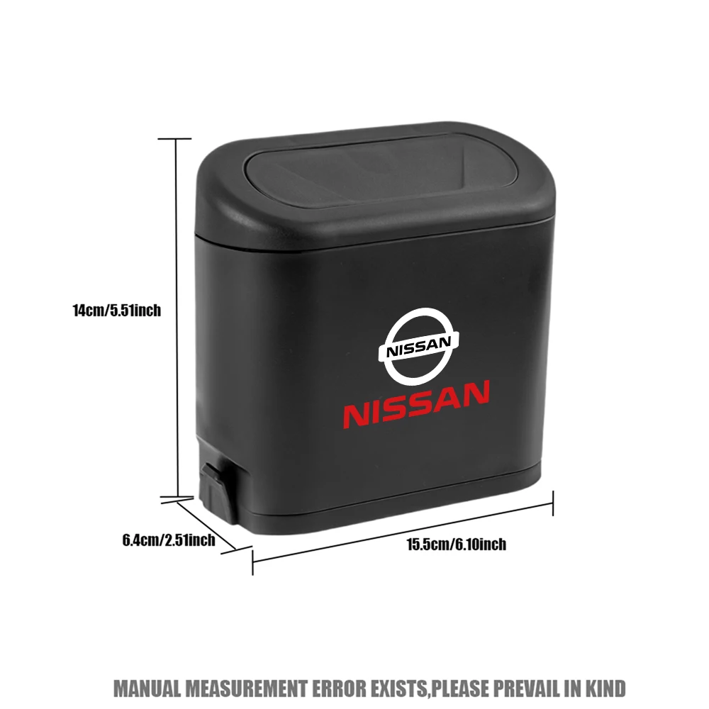 1PCS Portable black Abs car trash can storage box flip-top trash can Car accessories For Nissan Nismo Tiida Teana GTR Leaf