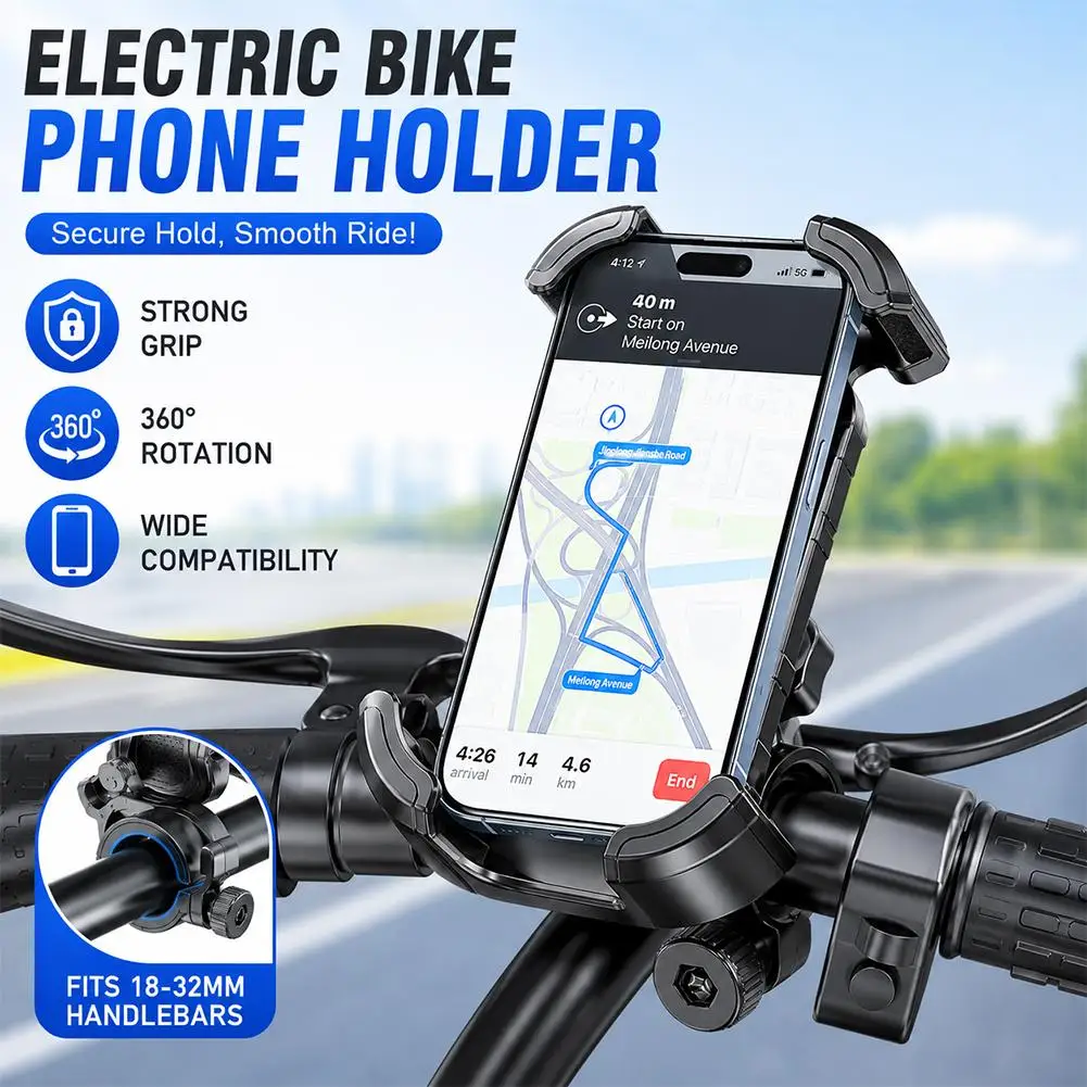 Bicycle Phone Mount Shockproof 360° Rotate E-bike Motocycle Bike Phone Holder Cycling Phone Stand Bracket Wholesales