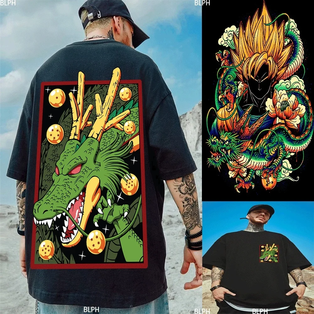 Elegante Dragon Ball Z: camiseta inspirada en el límite de ráfaga para padres e hijos, diseño de dragón verde vivo con bolas de siete estrellas, perfecta para