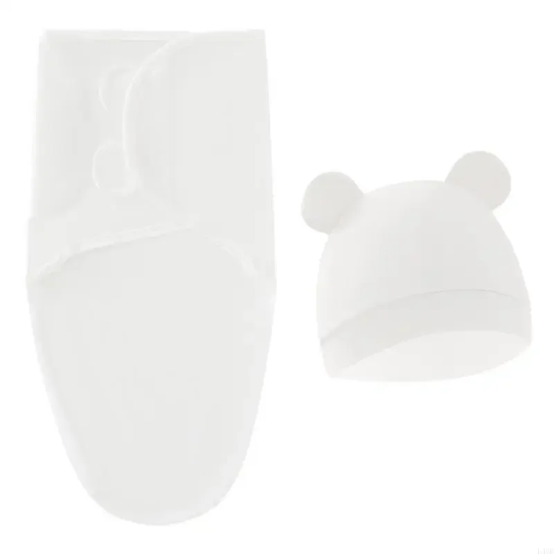 

Пеленка-кокон L38E с шапочкой, разнообразные узоры, для новорожденных, хлопковое одеяло-кокон для малышей 0-3 месяцев