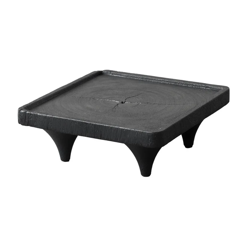 | Japanese tatami, bay window solid wood black coffee table, hardwood carbonized tea tray Kang few
