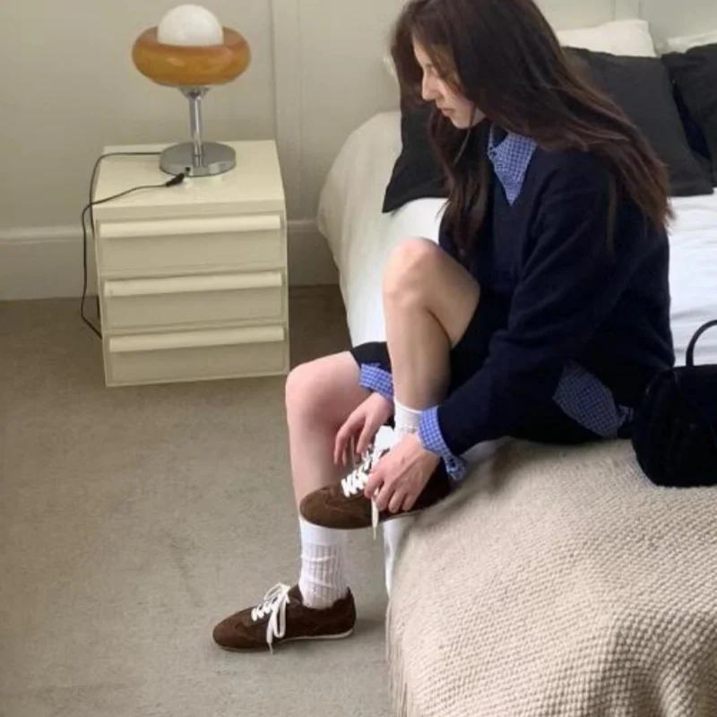 Scarpe da ginnastica casual da donna in pelle personalizzate Scarpe da allenamento firmate Scarpe da ginnastica stringate patchwork Scarpe piatte da donna in pelle