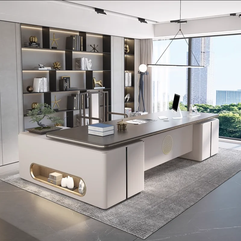Strong Modern Executive Office Desk Wood Manager Large Luxury Computer Desk Table White Drawers Escritorios De Oficina Furniture
