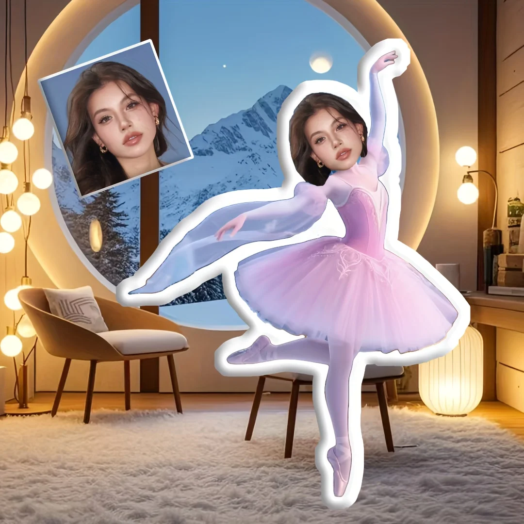 Christmas Dance Style portrait cushion, featuring double-sided printed cushion cover, makes an ideal gift for birthdays