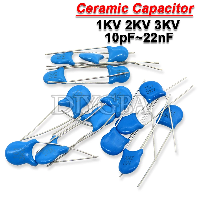 مكثف سيراميك عالي الجهد ، 1KV ، 2KV ، 3KV ، 5PF ، 30PF ، 47PF ، 56PF ، 100PF ، 220PF ، 1NF ، 2.2NF ، 3.3NF ، 4.7NF ، 10NF ، 100NF ، ، من من من من من 50