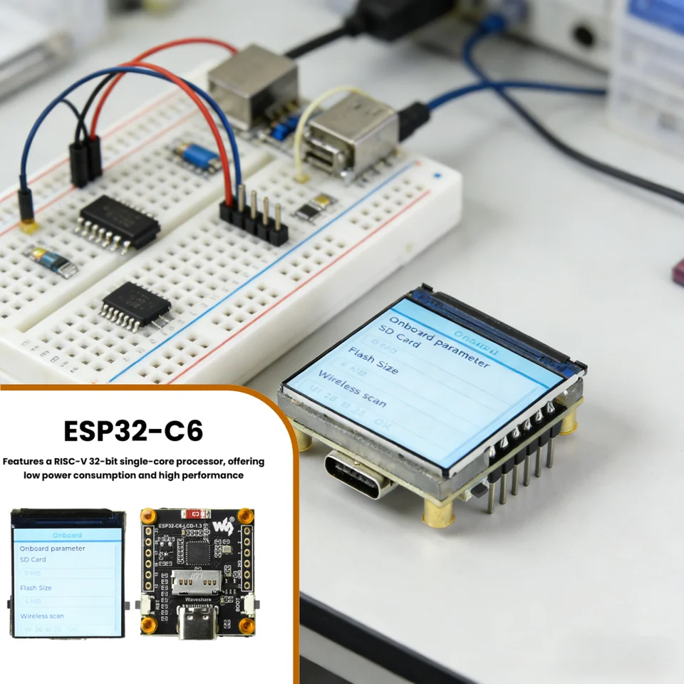 ESP32-C6 Development Board 1.3 Inch 240×240 ST7789 LCD QMI8658 6