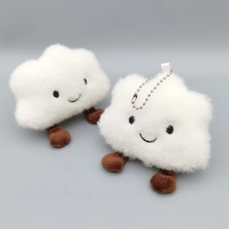 1PCS Kawaii Anhänger Nette Plüsch Wolke Schlüsselring Weiche Plüsch Puppe Spaß Mädchen Tasche Hängen Ornament Auto Schlüssel Kette Anhänger