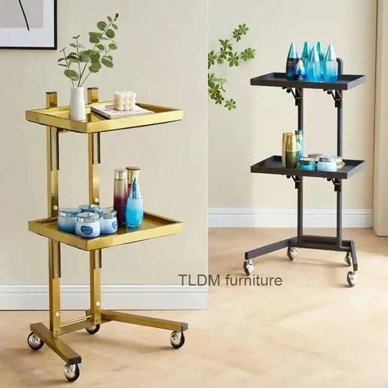 

Stainless Trolleys Steel Light Luxury Salon Simple Salon Furniture Beauty Salon Folding Tool Cart Japanese Home Rack with Wheels