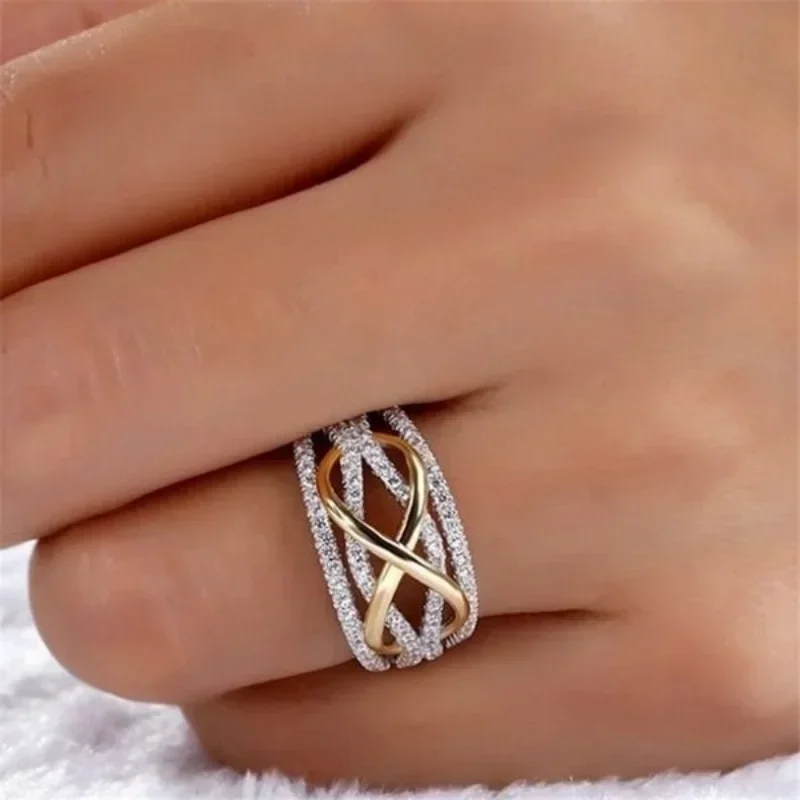 Huitan Unique Infinite Love Design Women Rings for Wedding Engagement Band Luxury Accessories Hot Trend Eternity Jewelry Bulk