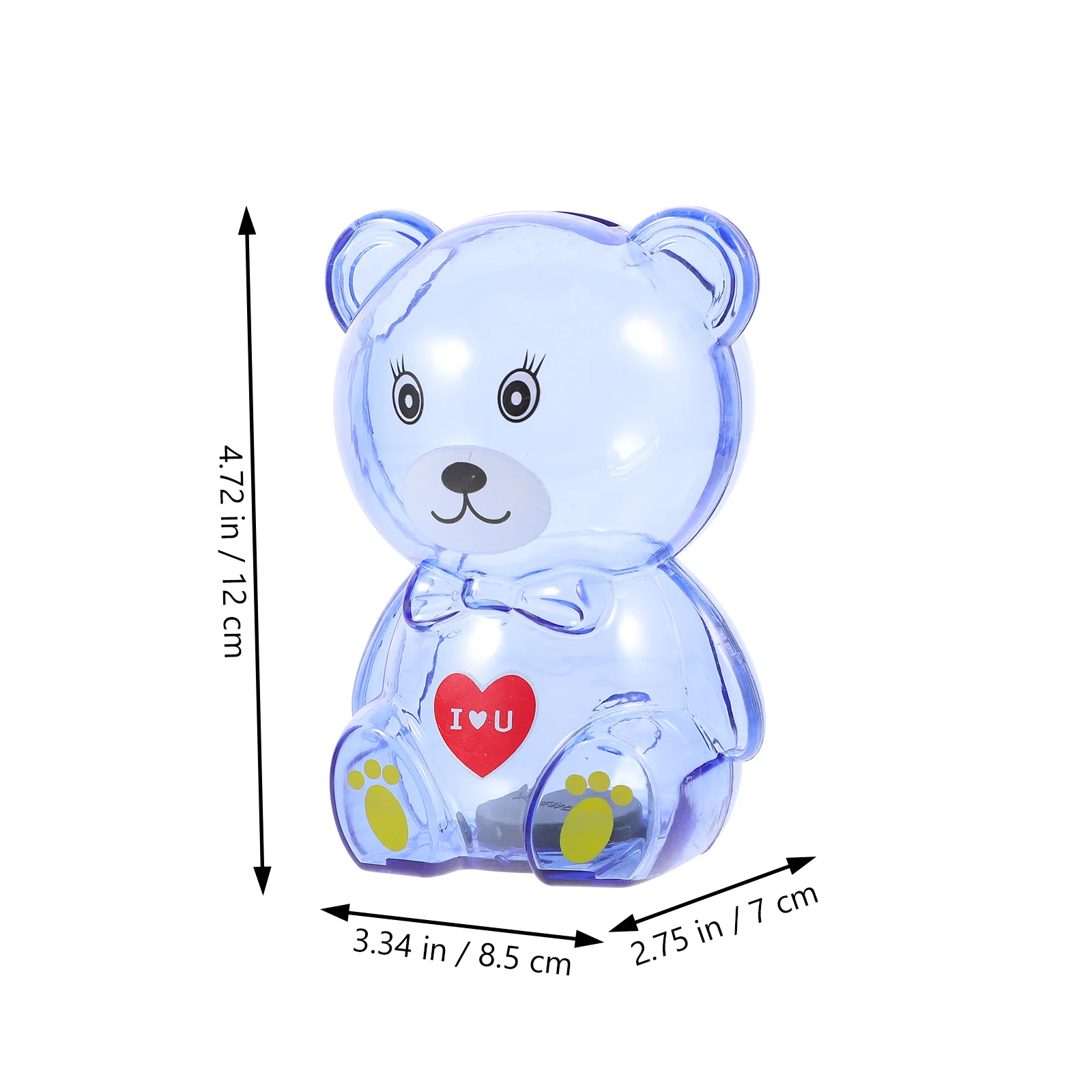 2개 투명 곰 모양 저금통 귀여운 깨지지 않는 돈통 컴팩트한 저금통 가정용 책상용 어린이 저금통
