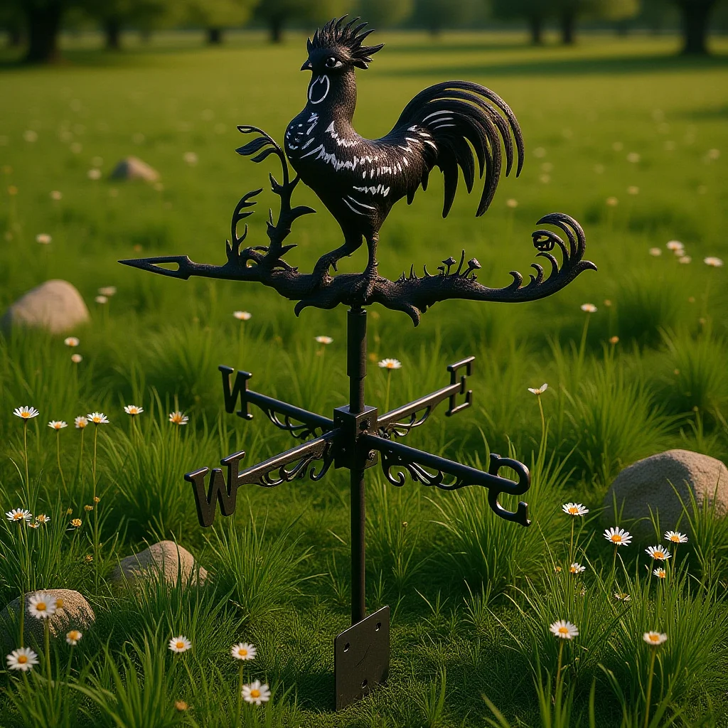 

Iron Rooster Weather Vane Metal Wind Direction Indicator For Garden Yard Outdoor Farmhouse Roof Decor Lawn Shed Pavilion
