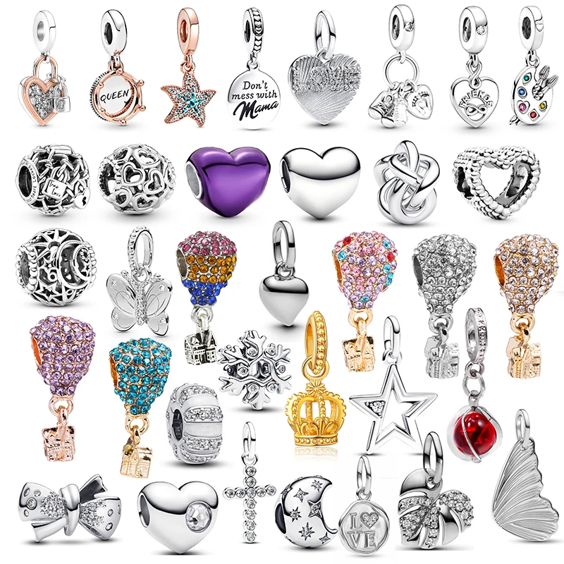 10Pcs/Lot New Crown Peach Heart Charm DIY Bead Bracelet Women's Jewelry Wedding Gift