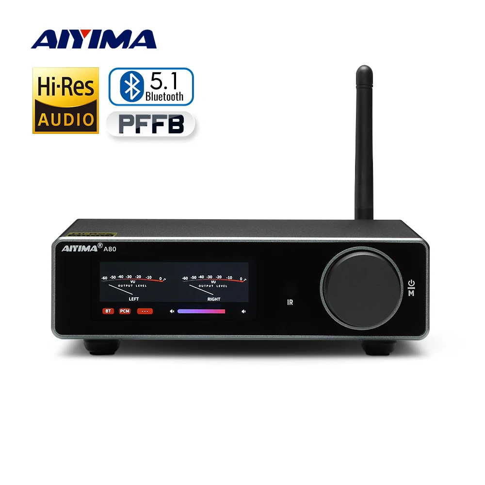 AIYIMA A80 TPA3255 Home Amplifier PFFB Bluetooth DAC Stereo Power 300Wx2 Hifi OLED Electronic UV Digital Amp TRS/RCA Input