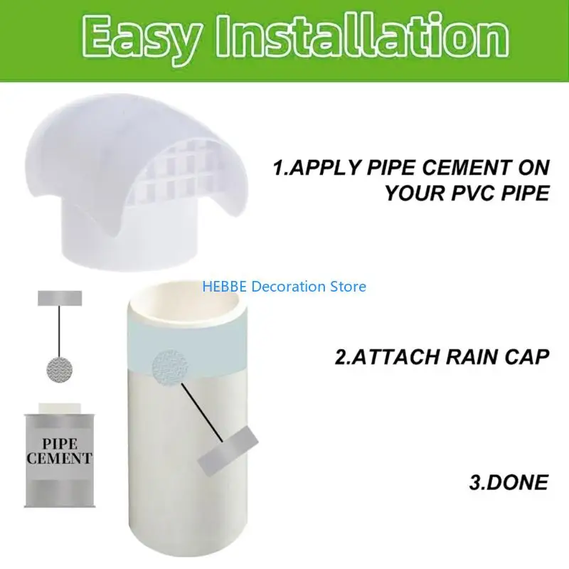 B0KC Easy Installation Exhaust Pipe Hat Protects Radon Fan Motor from Damage