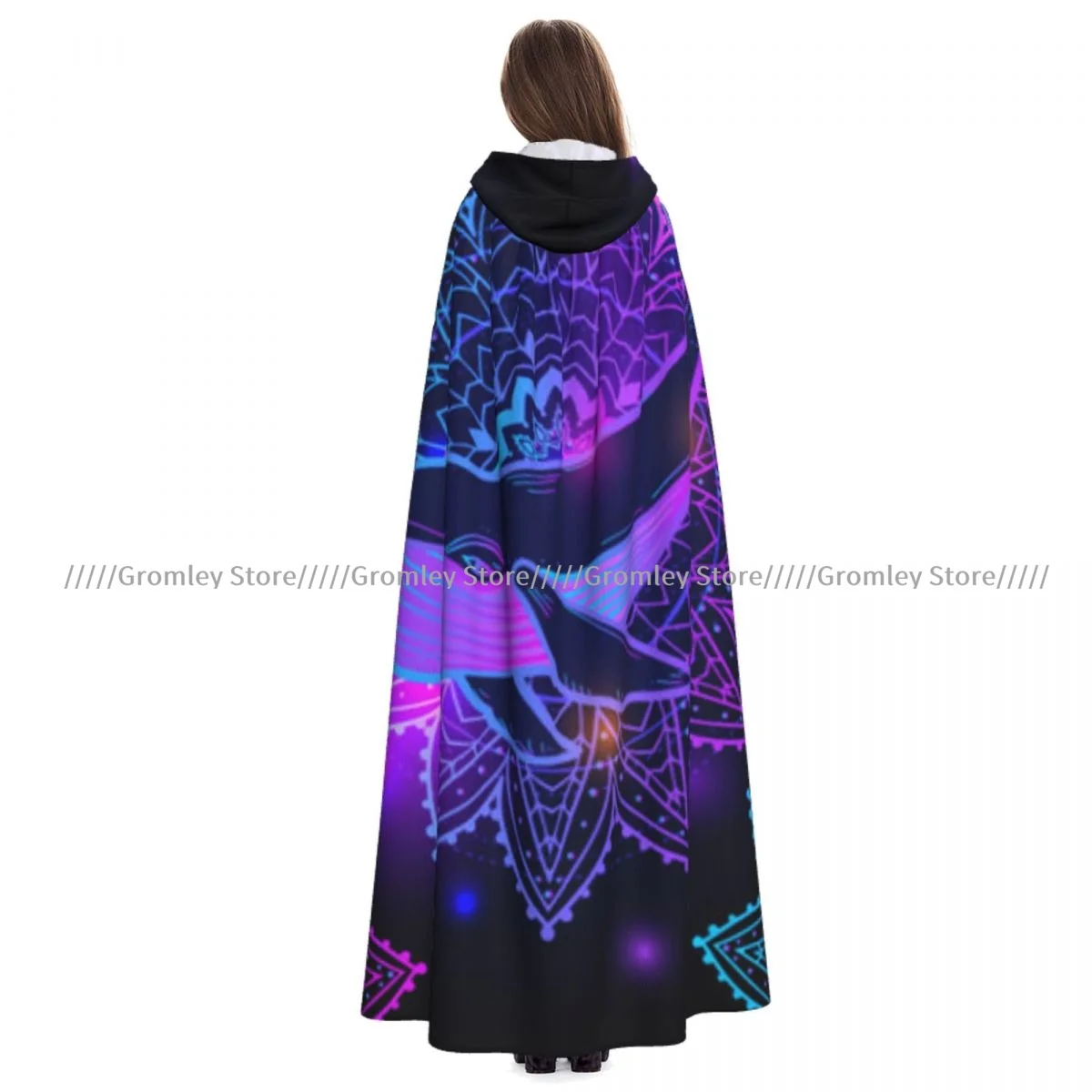 Whale Mandala Psychedelic Witch Cloak Halloween Cosplay Costume Adult Unisex Cloak Retro Ages Cape