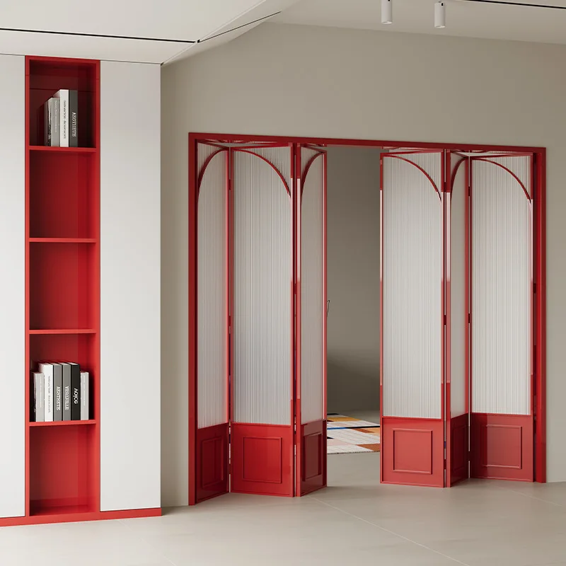 Drzwi składane salon balkon toaleta łazienka toaleta balkon aluminiowe drzwi składane w kolorze czerwonego złota