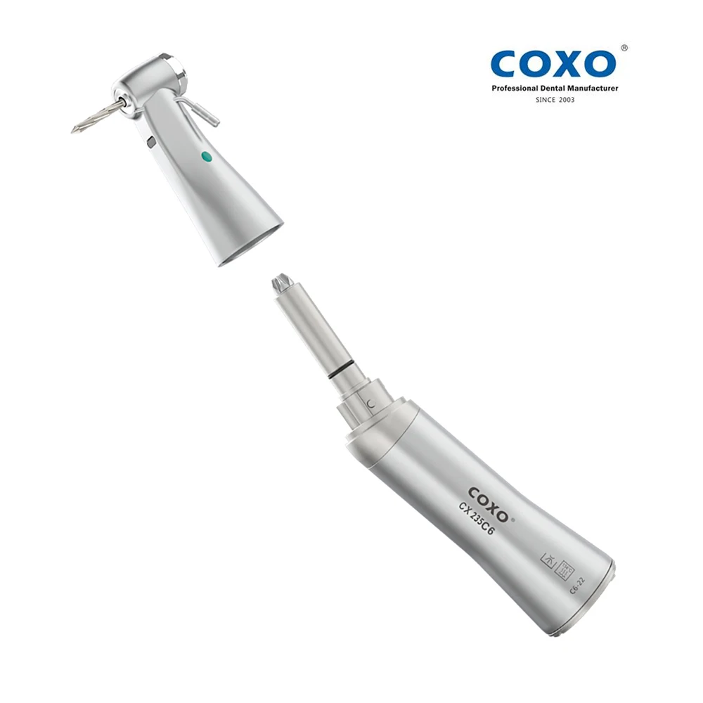 

Dental Implant Contra Angle with Light COXO CX235C6 20:1 Low Speed Handpiece for Implant Surgery Contra Angle Dentistry Tool