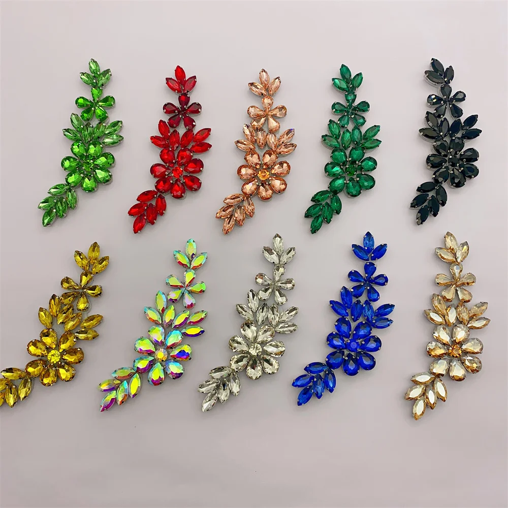 

20PCS New 3D Handmade Rhinestone Flower design sew on Applique phoenix Patches For Clothes DIY