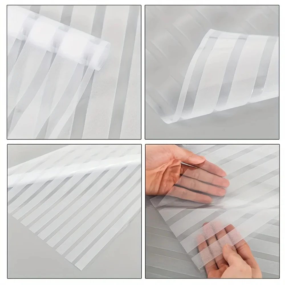 Window Privacy Film, Stripe Frosted Glass Window Film Non-Adhesive Privacy Window Film Window Blinds Window Vinyl Static Cling