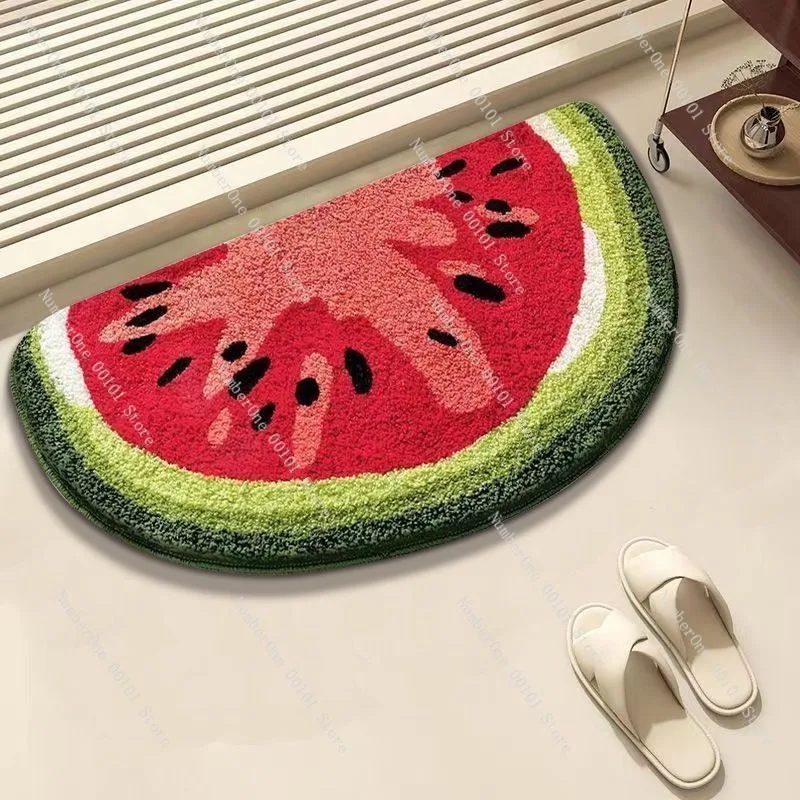Soft Absorbent Bath Mat, Watermelon Design Non-Slip Floor Mat for Bathroom and Toilet