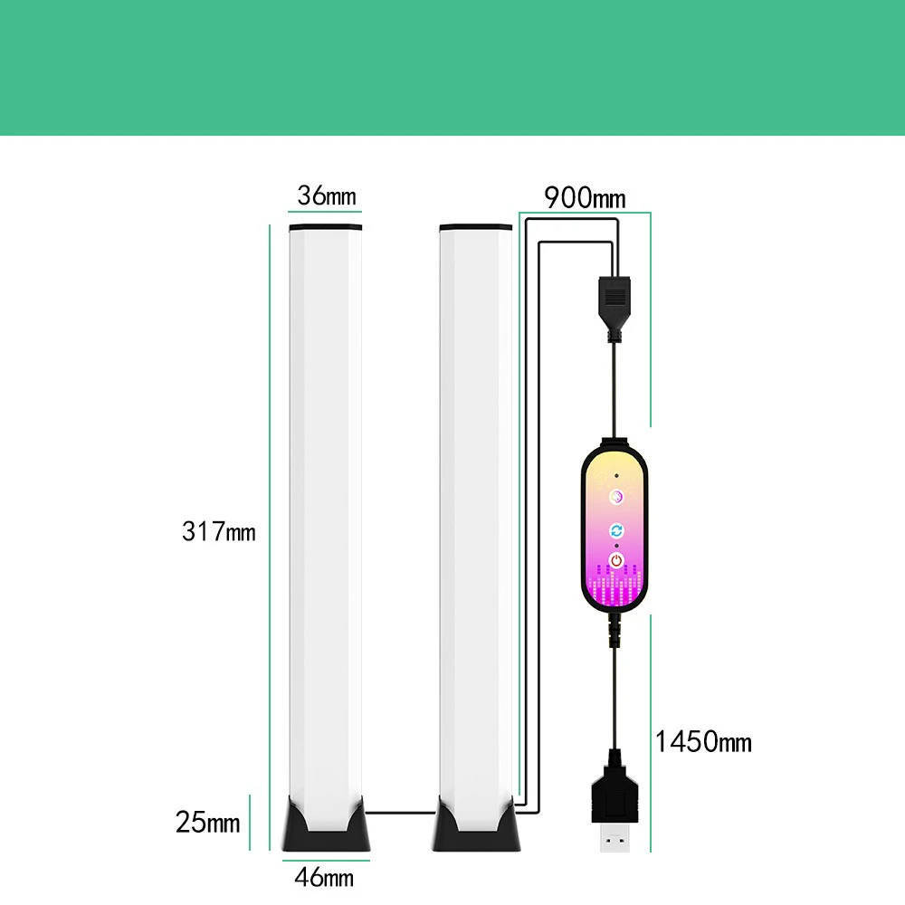 LED RGB مصباح لتهيئة الجو البارد الملونة إيقاع الموسيقى مصباح لجهاز الاستشعار التحكم الصوتي الصوت الكمبيوتر مكتب ضوء غرفة الألعاب ديكور