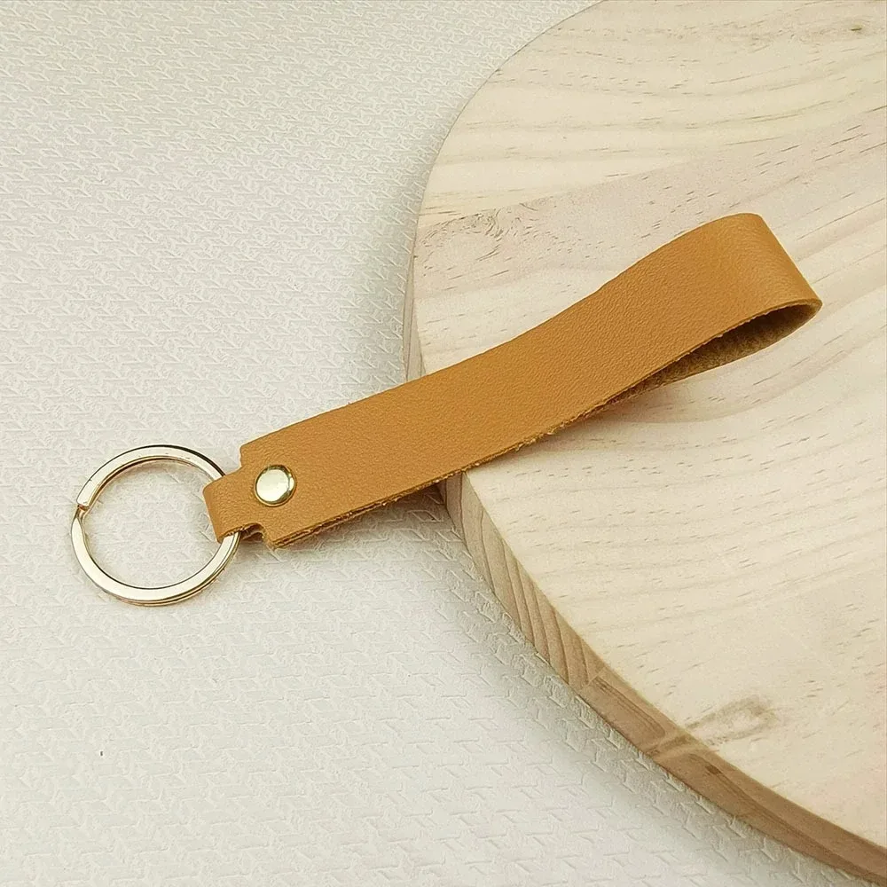 Personalized Engraving Name & Date PU Leather Keychain