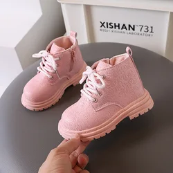 Autumn Girls Leather Boots New Children's Warm Shoes Little Girl Fashion Short Boots Toddler Boots Kids Snow Shoes J327