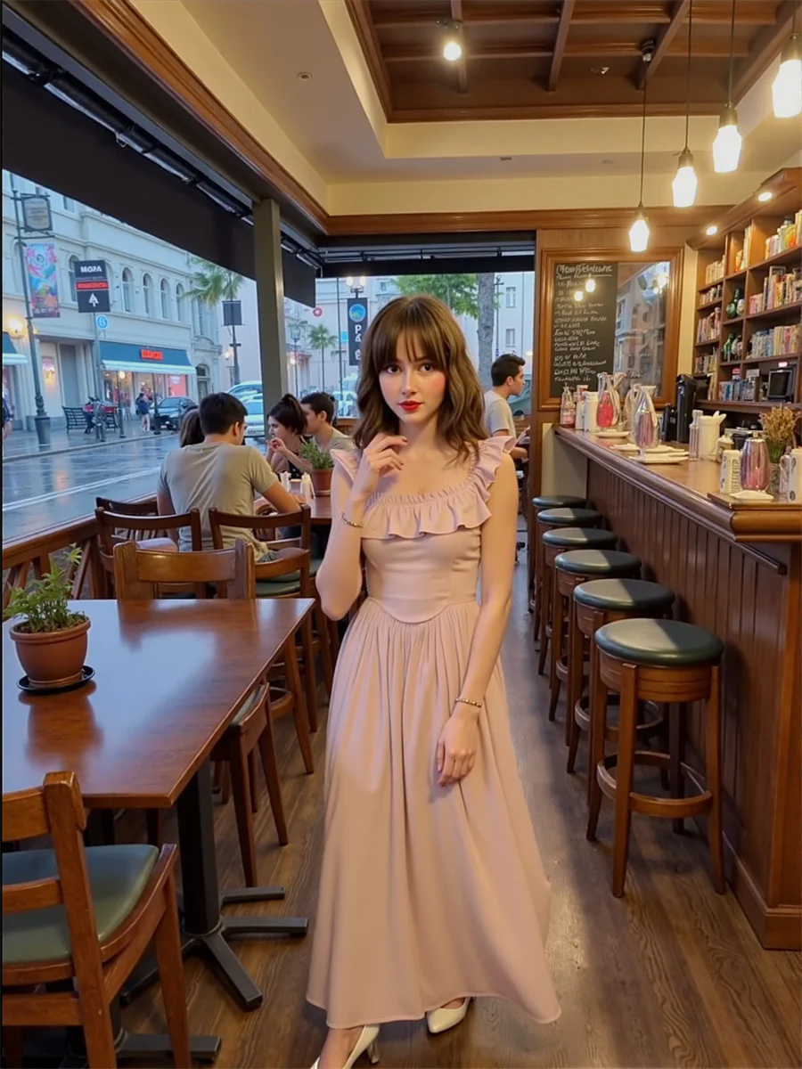 فستان نسائي وردي على طراز الأميرة على شكل حرف a بأكمام طويلة وأكمام قصيرة نصف كم وأكمام متوسطة وأكمام منتفخة #1