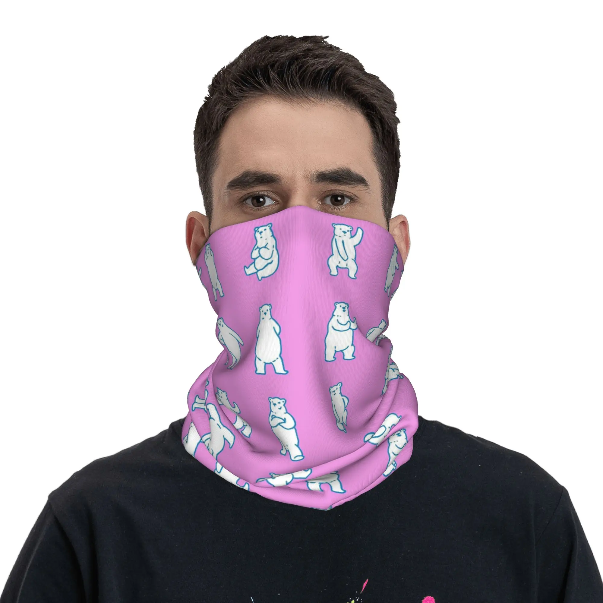 

Posing and dancing polar bears Bandana Neck Gaiter Printed Mask Scarf Cycling Scarf Running Unisex Adult Winter