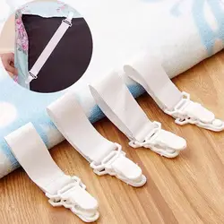 Bed Sheet Straps 4 Pcs Practical Strong Elastic Sheet Holder Mattress Clips Durable White Bedding Supplies Fittings For Home