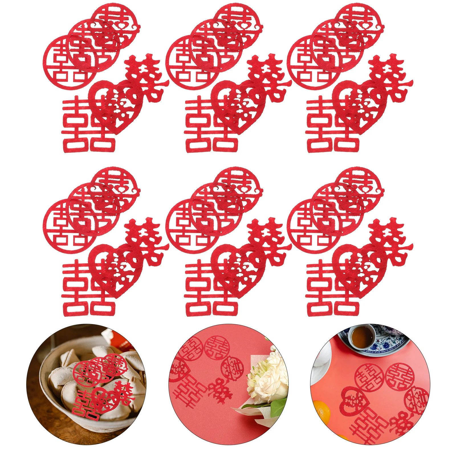 

120pcs Chinese Wedding Decor Non Woven Confetti Romantic Valentines Proposal Table Aisle Scatters Lightweight Small Size Easy