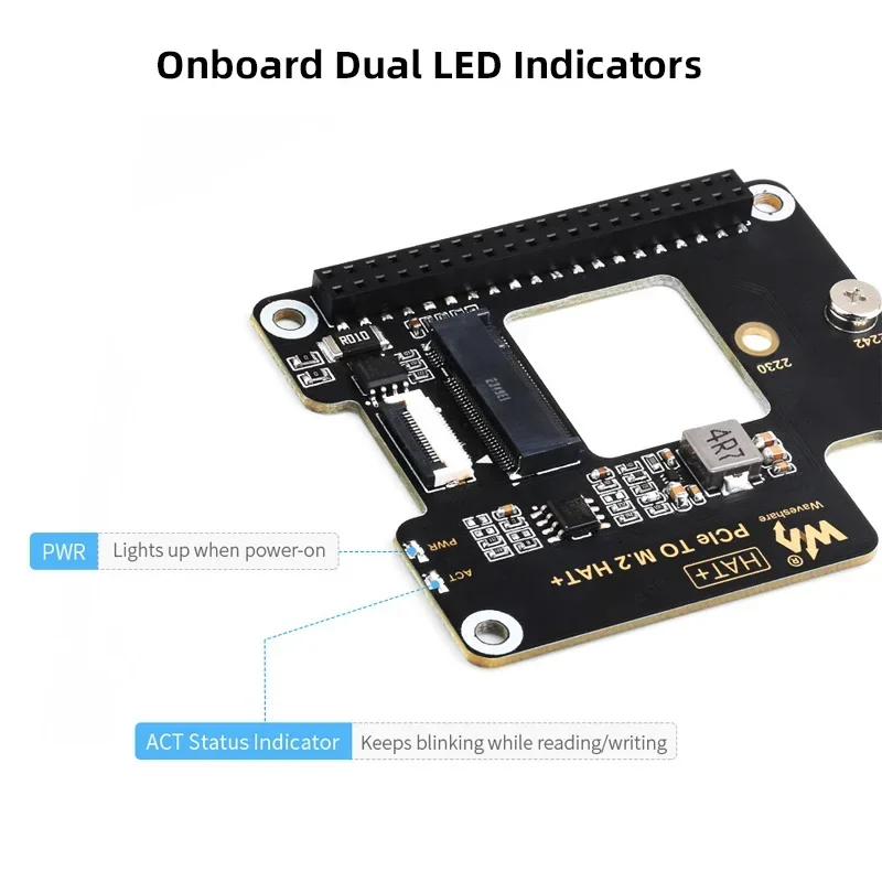 Raspberry Pi 5 PCIe to M.2 HAT NVME High Speed Expansion Board with 16P Cable GPIO Header Support Active Cooler for RPI 5 Pi5