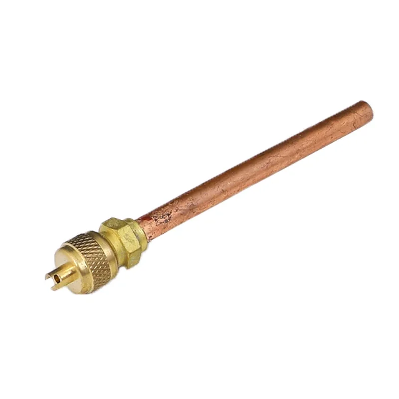 Tubo de cobre de 6,35mm y 1/4 ", válvula de acceso de alimentación de freón líquido de latón para nevera, congelador y aire acondicionado, OD 45/90/100mm, pared de 0,35mm y 0,7mm