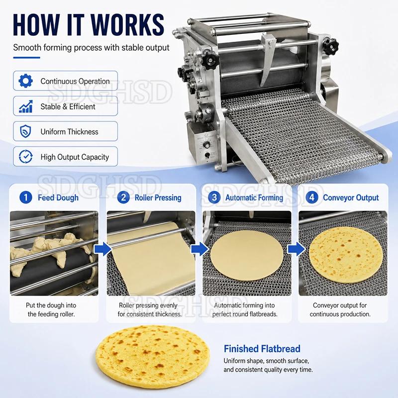 1500-3000 Pcs/h Commercial Corn Tortilla Making Forming Machine Roti Chapati Maker Dough Sheet Custom Mold For Restaurant