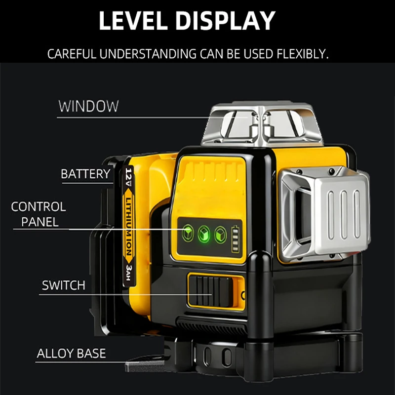 NEW for DEWALT DW089LG 12V Lithium Battery Green Laser Level 12 Lines 3 Sides 360° Horizontal Vertical Outdoor Leveling Measurin - view 6