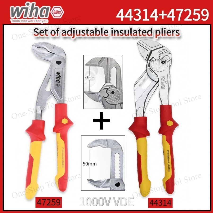 

WIHA 44314 47259 1000V VDE Изолированные клещи для водопроводных работ и гаечные клещи с защитой от ударов, ручные инструменты для электриков и сантехников