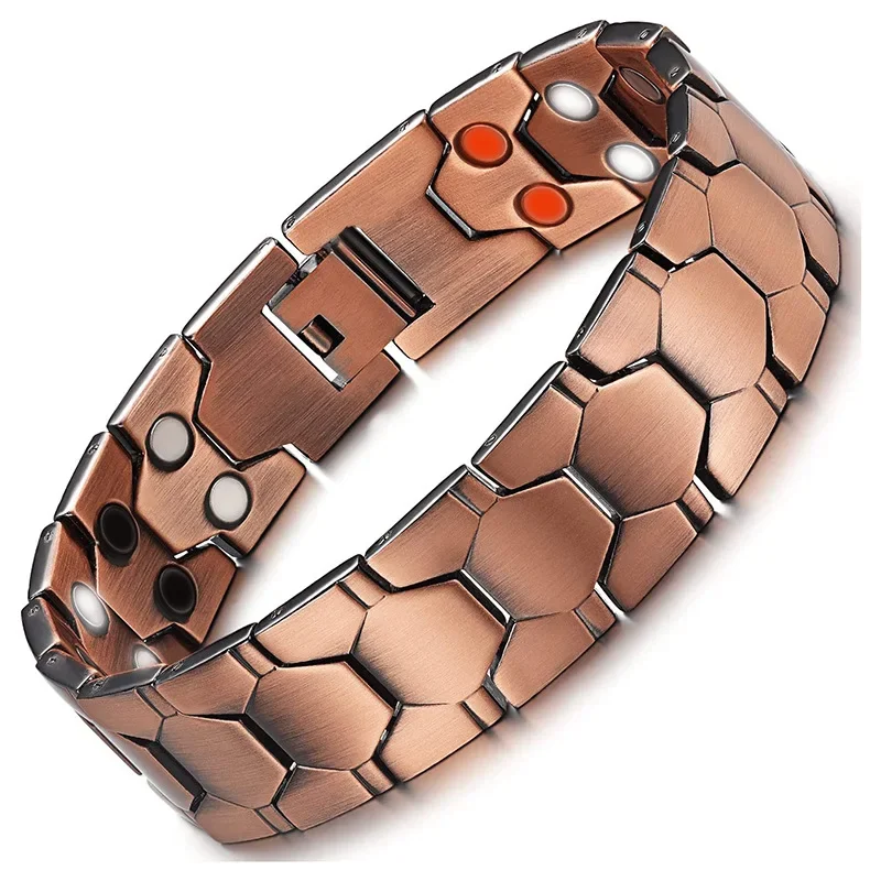 Men Pure Copper Bracelet Health Energy Germanium Magnetic Bracelet Vintage Hologram Chain Link Bracelets for Women Arthritis